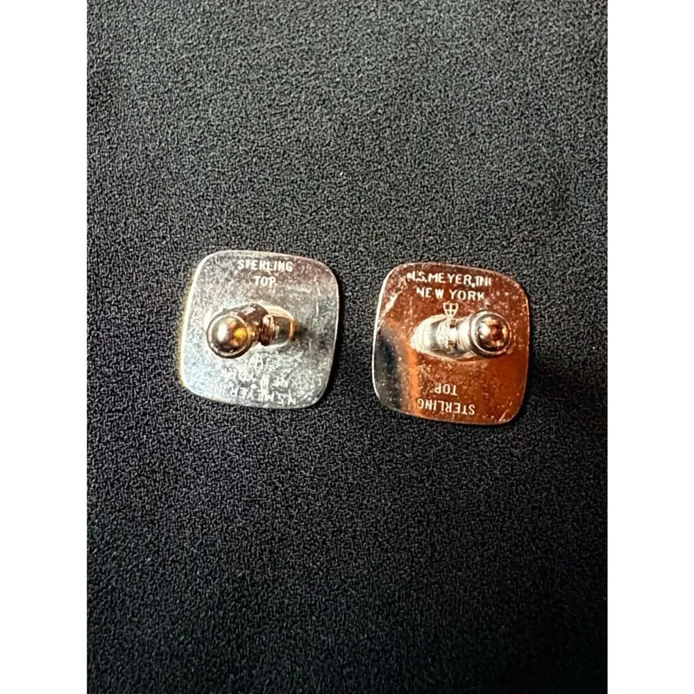 NS Meyer Sterling Silver Cufflinks Minimalist Rectangle Vintage